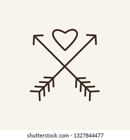 Tattoo line icon. Sketch, heart, arrow, symbol. Tattoo studio concept. Can be used for topics like shop, tattoo salon, simple drawing