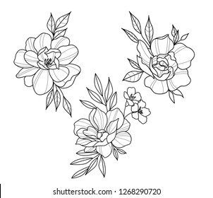 tattoo line work flowers 