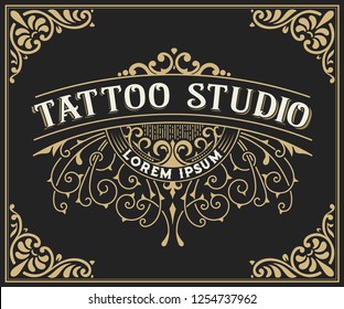 Tattoo Logo Old Lettering On Dark Stock Vector (Royalty Free ...