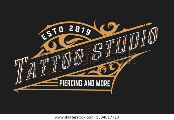 Tattoo Logo Template Old Lettering On Stock Vector (Royalty Free ...