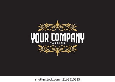 TATTOO LOGO VINTAGE WITH FLORAL ORNAMENT VECTOR