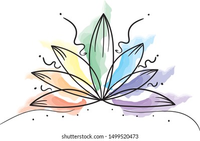 Tattoo lotus. Watercolor lotus flower. Rainbow watercolor. Mandala. Indian oriental element for design. Logo or print. Vector illustration