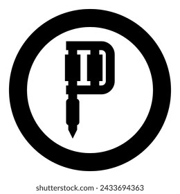 Tattoo-Gerät Pistole Haut mit Tinte Handheld elektromagnetische Spule Ikone in Kreis Rund Schwarz Farbe Vektor Illustration Bild Solide Umriss Stil