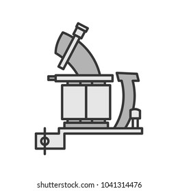 Tattoo machine frame with coils color icon. Tattoo gun. Isolated vector illustration
