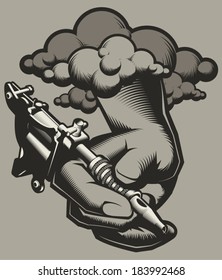 Tattoo Machine and Hand