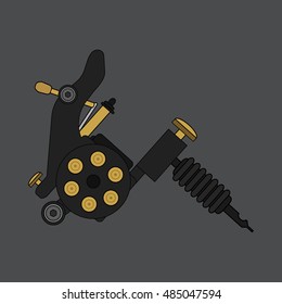 Tattoo machine. Isolated color vector illustration. Tattoo equipment drawing