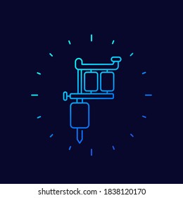 tattoo machine line vector icon