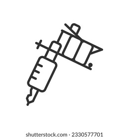 Máquina de tatuajes, icono lineal. Línea con trazo editable