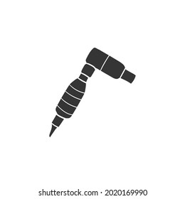 Ilustración de silueta de iconos modernos de Tattoo Machine. Símbolo gráfico de pictograma de artista de tinta, dibujo gráfico de dibujos animados, dibujo de dibujos animados. Signo negro de dibujo de dibujos animados.