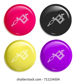 Tattoo Machine multi color glossy badge icon set. Realistic shiny badge icon or logo mockup