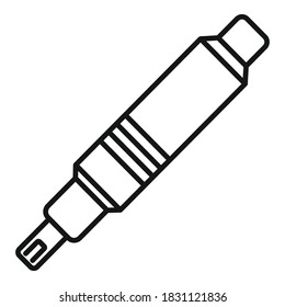 Icono de la aguja de la máquina del tatuaje. Icono del vector de aguja de la máquina de tatuaje de contorno para diseño web aislado en fondo blanco