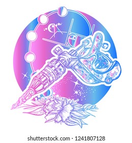 Tattoo machine and rose. Symbol of  tattoo studio 
