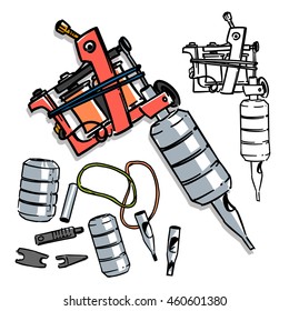 tattoo machine. sketch illustration
