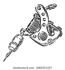 tattoo machine sketch vector icon with a unique, elegant design in a modern retro style