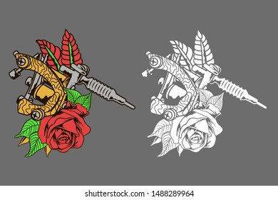 tattoo machine vector design template