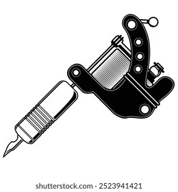 Tattoo machine vector illustration. Black and white coil machine tattoo design