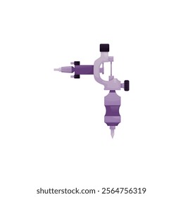 Tattoo machine vector illustration on isolated background. Equipment for creating a pattern on the skin. Professional tool for tattoo studios. Flat cartoon style.