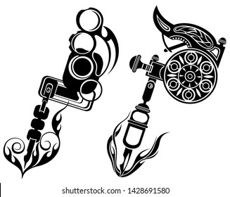 Tattoo machines.  Isolated on white background.