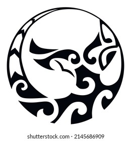 Tattoo Maori design. Ethnic oriental ornament. Art tribal tattoo. Vector sketch Logo of a tattoo Maori style. 