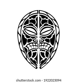 Tattoo mask with closed eyes in Polynesian style. Maori tribal patterns. Isolated. Vector illustration.