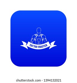 Tattoo master icon blue vector isolated on white background