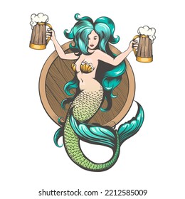 Tattoo Mermaid With Mugs