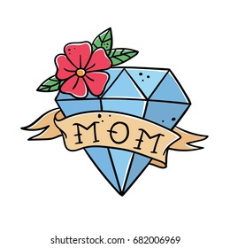 Tattoo mom diamond with flower