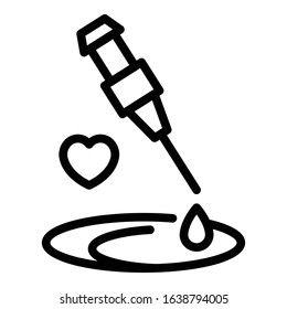 Tattoo needle drop icon. Outline tattoo needle drop vector icon for web design isolated on white background