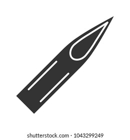 Tattoo needle tip glyph icon. Silhouette symbol. Negative space. Vector isolated illustration