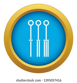 Tattoo needles icon blue vector isolated on white background for any design