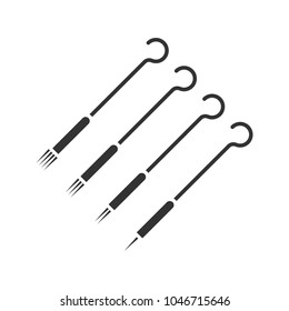 Tattoo needles pack glyph icon. Silhouette symbol. Magnum, round shader and liner needles. Negative space. Vector isolated illustration