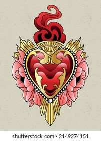 Tattoo Neo Traditional Heart Decorative Stock Vector (Royalty Free ...