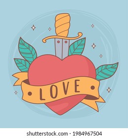 tattoo old school heart sword
