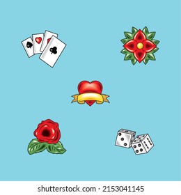 tattoo old school vector icons design