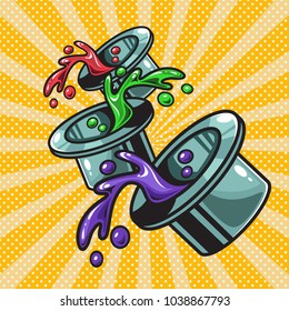 Tattoo paint, tattoo ink. Vector illustration in pop art style