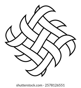 Tattoo pattern logo intertwining palm leaves,
Celtic knot curved stripes