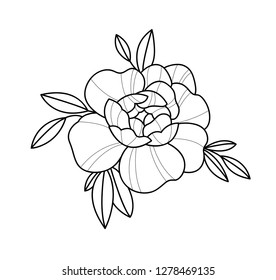 tattoo peony line work dot