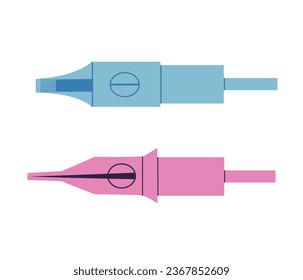 Tattoo or permanent makeup cartridges in flat design, hand drawn vector illustration