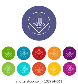 Tattoo pictogram icons color set vector for any web design on white background