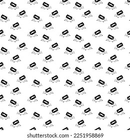 Tattoo razor with blood pattern in the style of the 90s, 2000s. Black and white seamless pattern illustration.