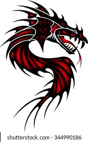 Tattoo red dragon illustration ornament  tribal