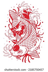 El tatuaje del pez Koi japonés rojo