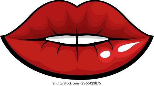 Tattoo of a red lips, illustration, vector on a white background.