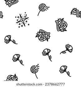 tattoo retro vintage vector seamless pattern thin line illustration