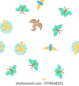 tattoo retro vintage vector seamless pattern thin line illustration