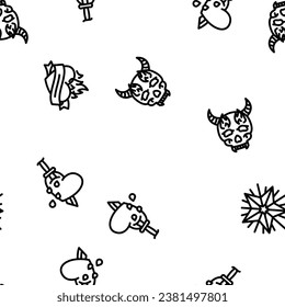 tattoo retro vintage vector seamless pattern thin line illustration