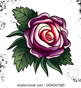 Tattoo Rose flower.Tattoo, mystic symbol. Boho print, poster, t-shirt. textiles. Vector illustration art. Vintage engraving. Vintage style. Traditional art tattoos. Blackwork. Isolated vector