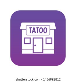 Tattoo salon building icon digital purple for any design isolated on white vector illustration
