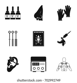 Tattoo salon equipment icon set. Simple set of 9 tattoo salon equipment vector icons for web isolated on white background