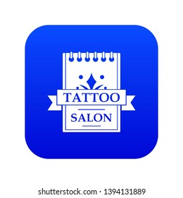 Tattoo salon icon blue vector isolated on white background